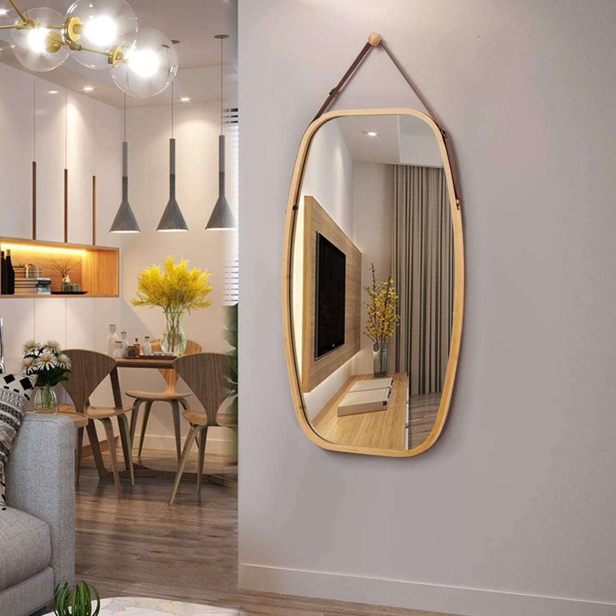 Miroir Plein Longueur 2-en-1 Sur Porte Ou Mural - Verre Incassable HD, Réglable, Cadre Métal Argenté