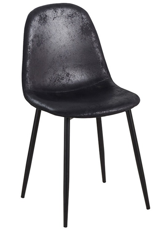 Chaise simili cuir noir vintage et pieds acier noir Kela Leroy Merlin