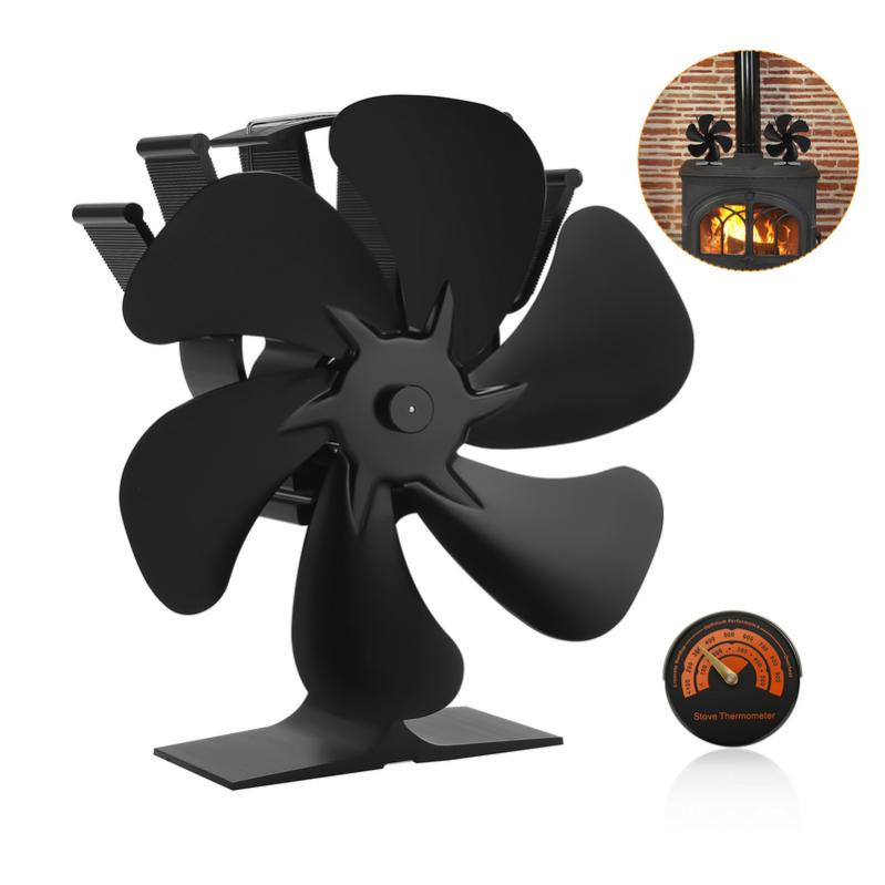 Ventilateur Pour Poêle à Bois – 6 Pales, Sans électricité, Avec Thermomètre
