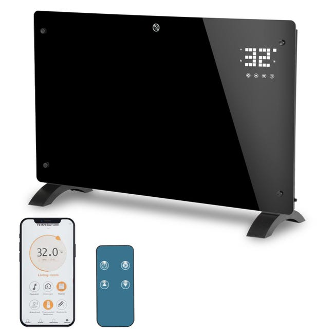 Riscaldatore elettrico di lusso | Termoconvettore smart a pannello in vetro VONROC - 2000W Riscaldatore elettrico di lusso | Termoconvettore smart a pannello in vetro VONROC - 2000W