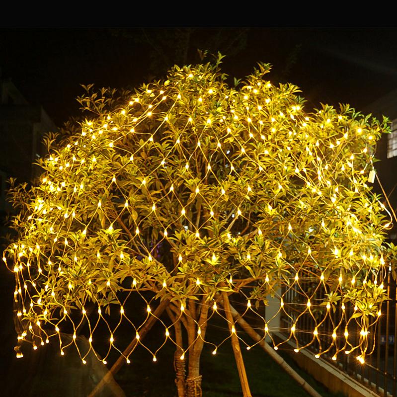 Lumières solaires de filet de pêche, éclairage de jardin intérieur et extérieur guirlande