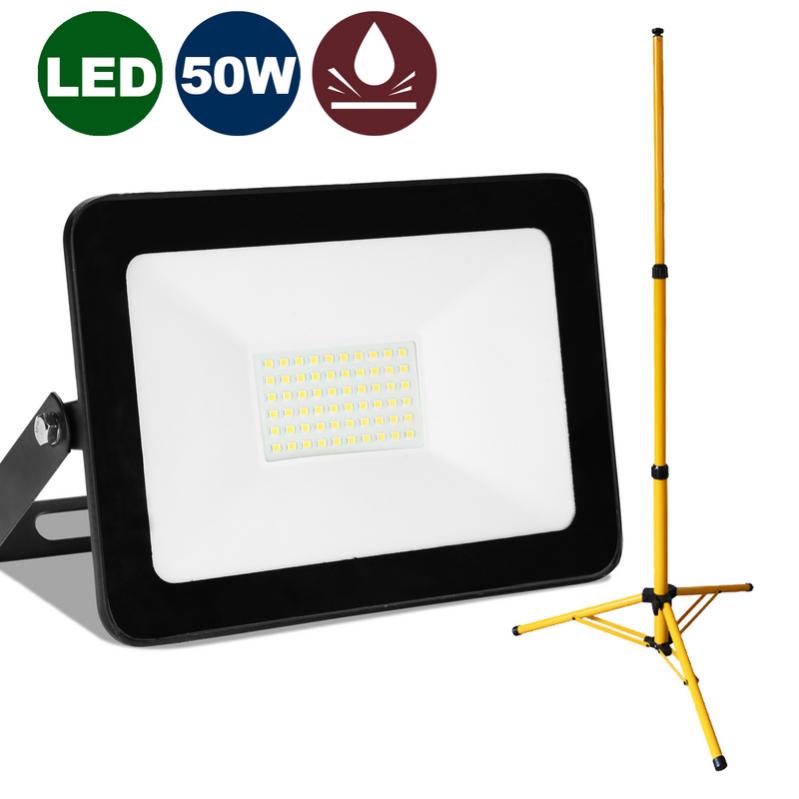 1 foco de construcción LED de 50 W con trípode ajustable Foco de ...