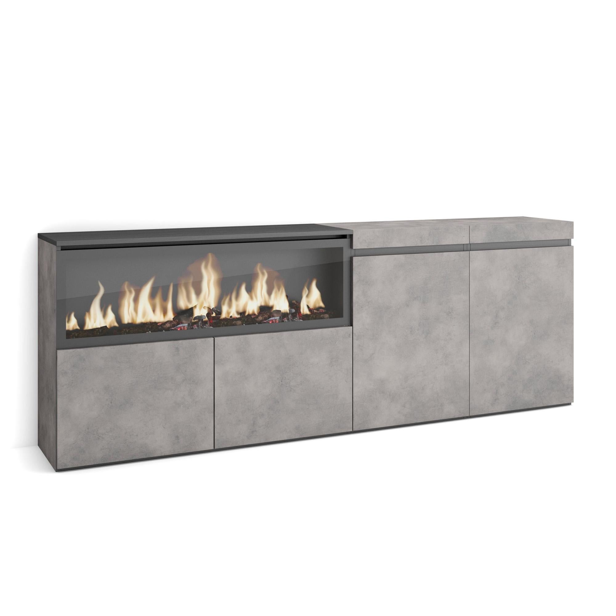 Chimenea Decorativa Aneutr Con Almacenamiento - Mueble De Madera 3 Puertas, Falso Armario Para Salón O Dormitorio, 107x18x100 Cm