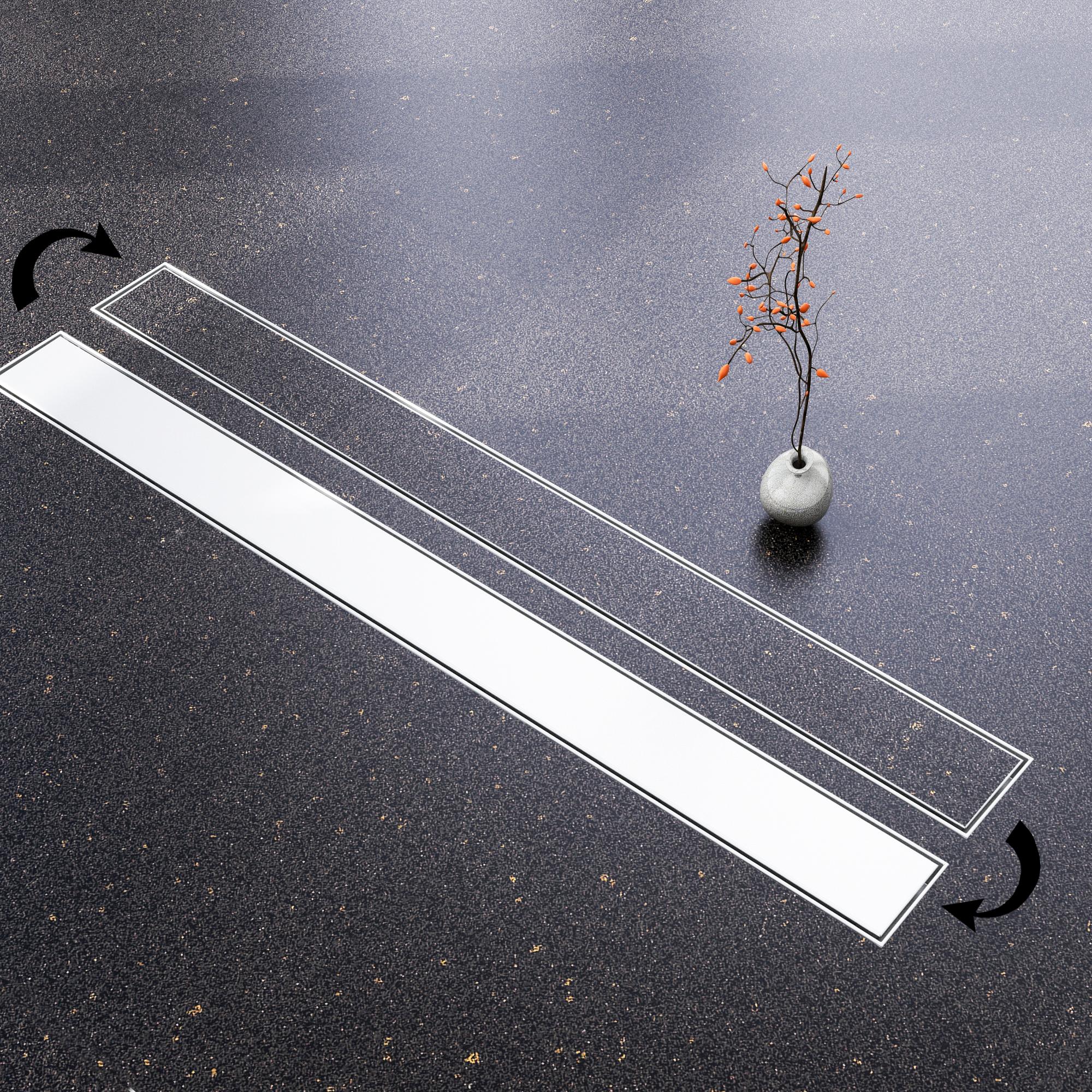 SIRHONA Caniveau De Douche 360° à L'Italienne, Siphon De Double Face Hauteur Reglable Avec Filtre A Cheuveux Canal De Douche 90cm 86709936