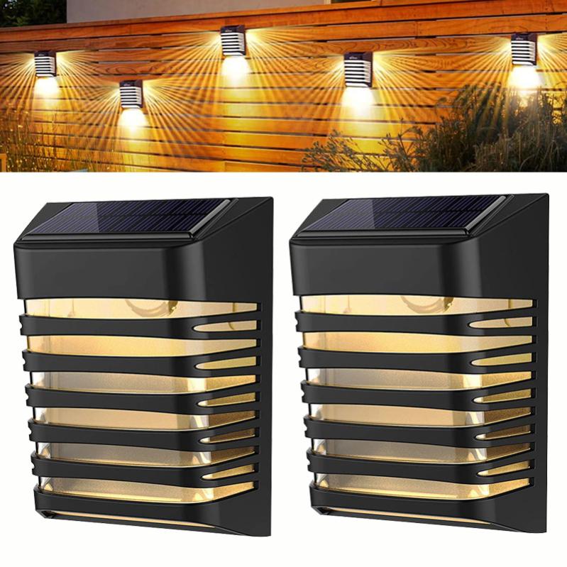 Lampes solaires de terrasse à LED, 2 pièces, appliques murales solaires ...