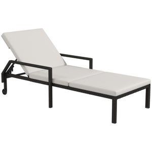 Bain de soleil inclinable matelas accoudoirs roulettes résine noir