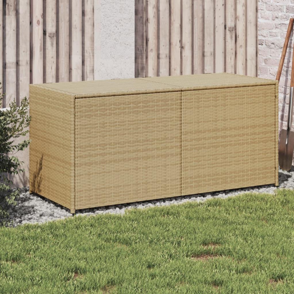 Caja De Almacenaje Para Jardín VidaXL De Ratán Sintético – 120 X 50 X 60 Cm – Color Marrón – Resina Trenzada – Resistente Y Decorativa