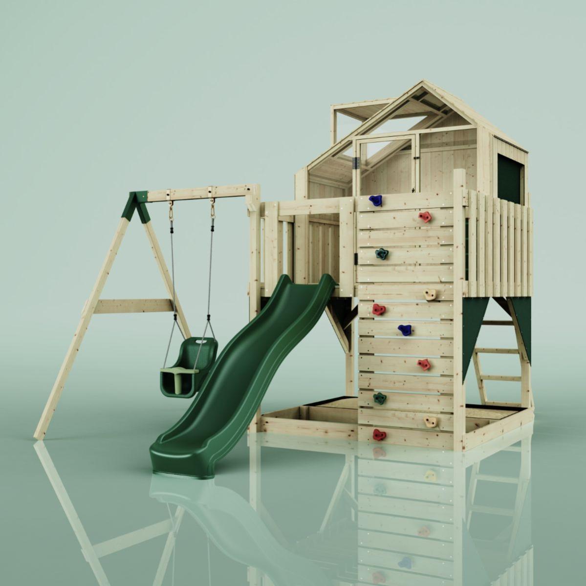 Aire de jeux en bois Ultra Xperience avec 2 balançoires, bac à sable