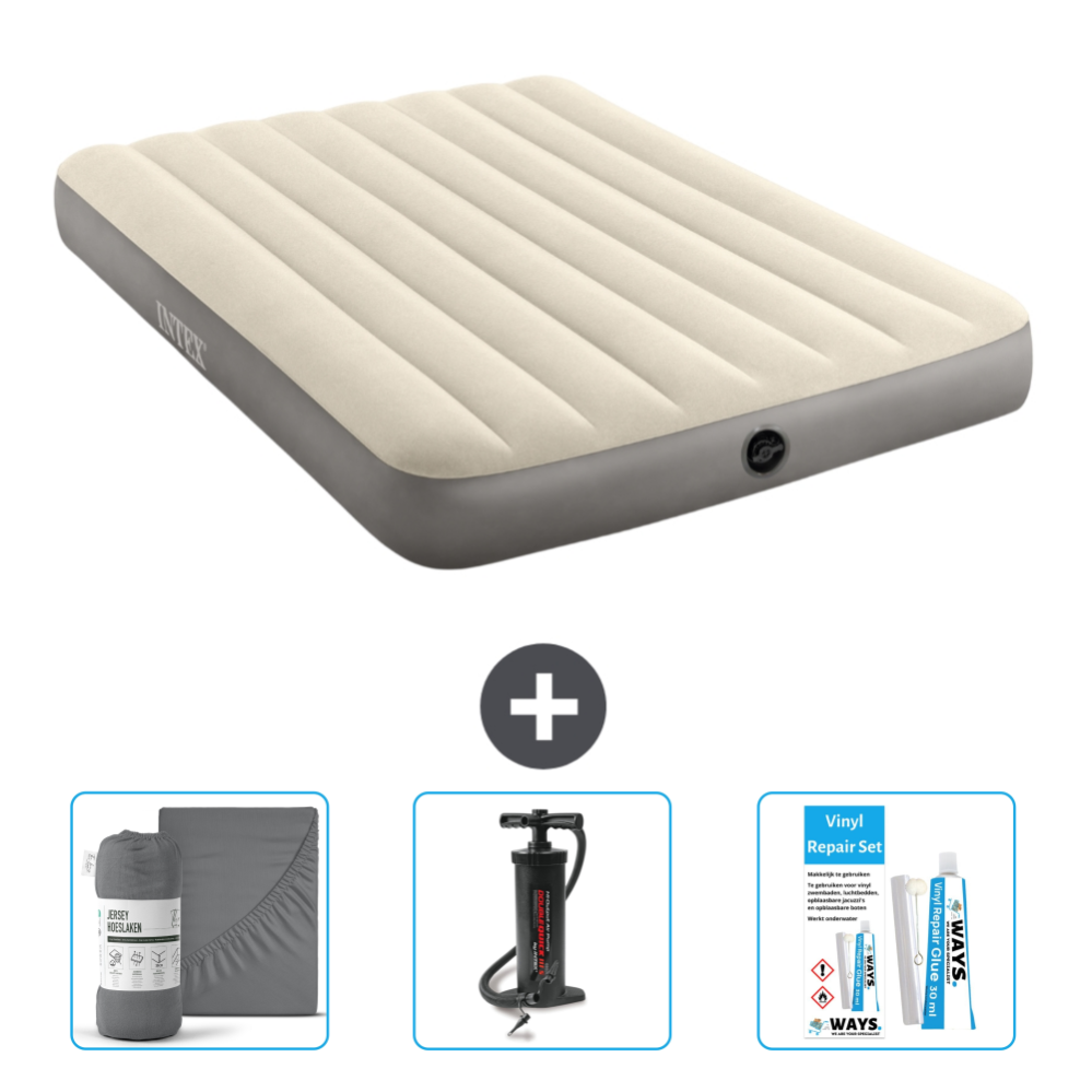 Matelas gonflable - INTEX - Downy classic - 2 places - 152 x 203 x 25 cm - Bleu pas cher
