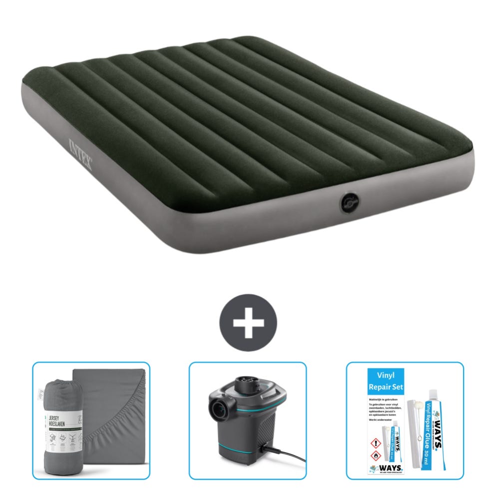 Matelas Gonflable Intex - 2 Personnes - 152 x 203 x 25 cm - Vert - Inclus Drap housse - Coussin - Pompe - Trousse de réparation en Protège-oreiller | Leroy Merlin Matelas Gonflable Intex - 2 Personnes - 152 x 203 x 25 cm - Vert - Inclus Drap housse - Coussin - Pompe - Trousse de réparation en Protège-oreiller | Leroy Merlin