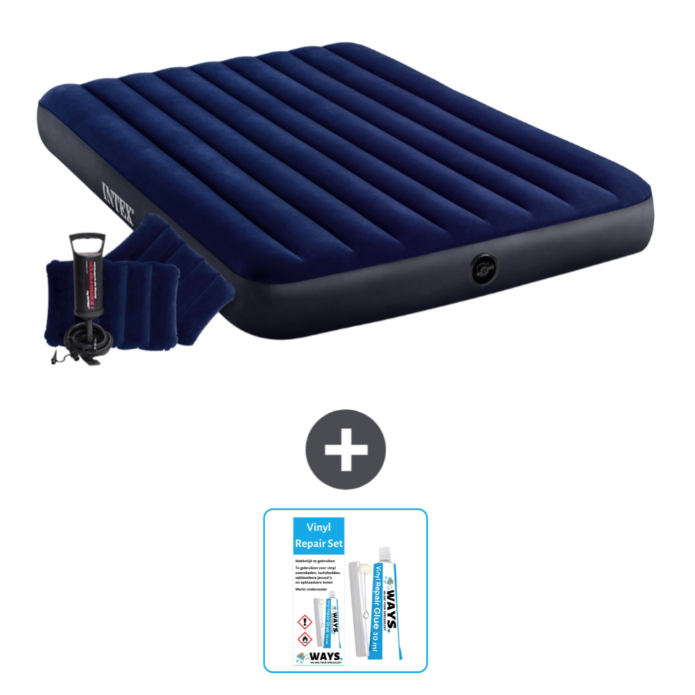 Matelas Gonflable Pour 2 Personnes - 203 X 152 X 22 Cm - Avec Pompe à Main Et 2 Coussins - Pour Camping, Invités, Voyage - 2