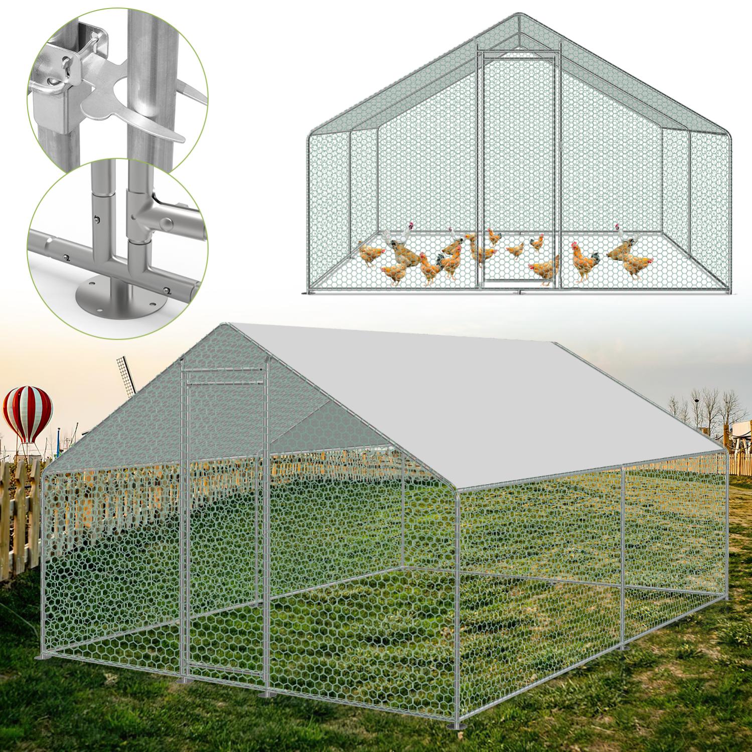 Recinto Per Polli 15m&sup2; Con Cupola - 3x5m, Rete Zincata, Porta Laterale, Telo Anti-UV