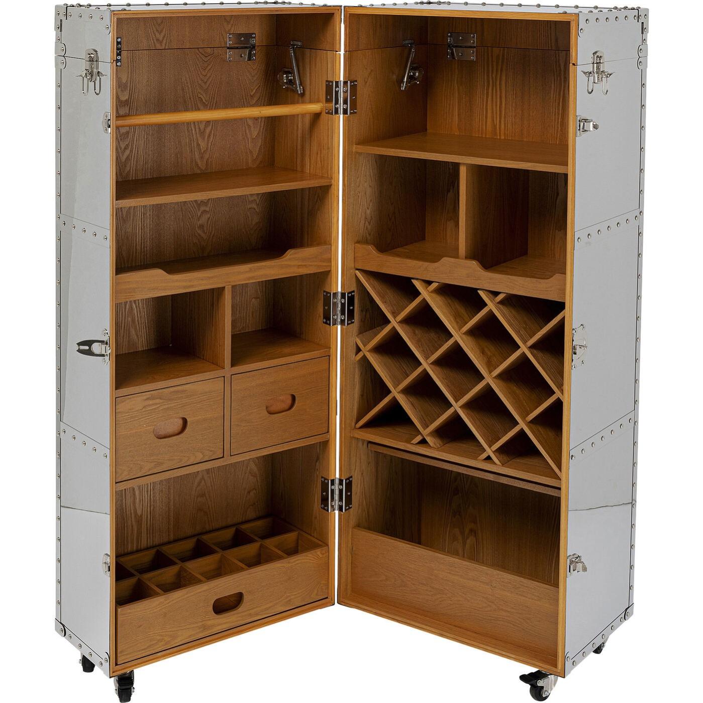 Mueble bar baúl vintage madera y acero inoxidable 145x63cm | Leroy Merlin