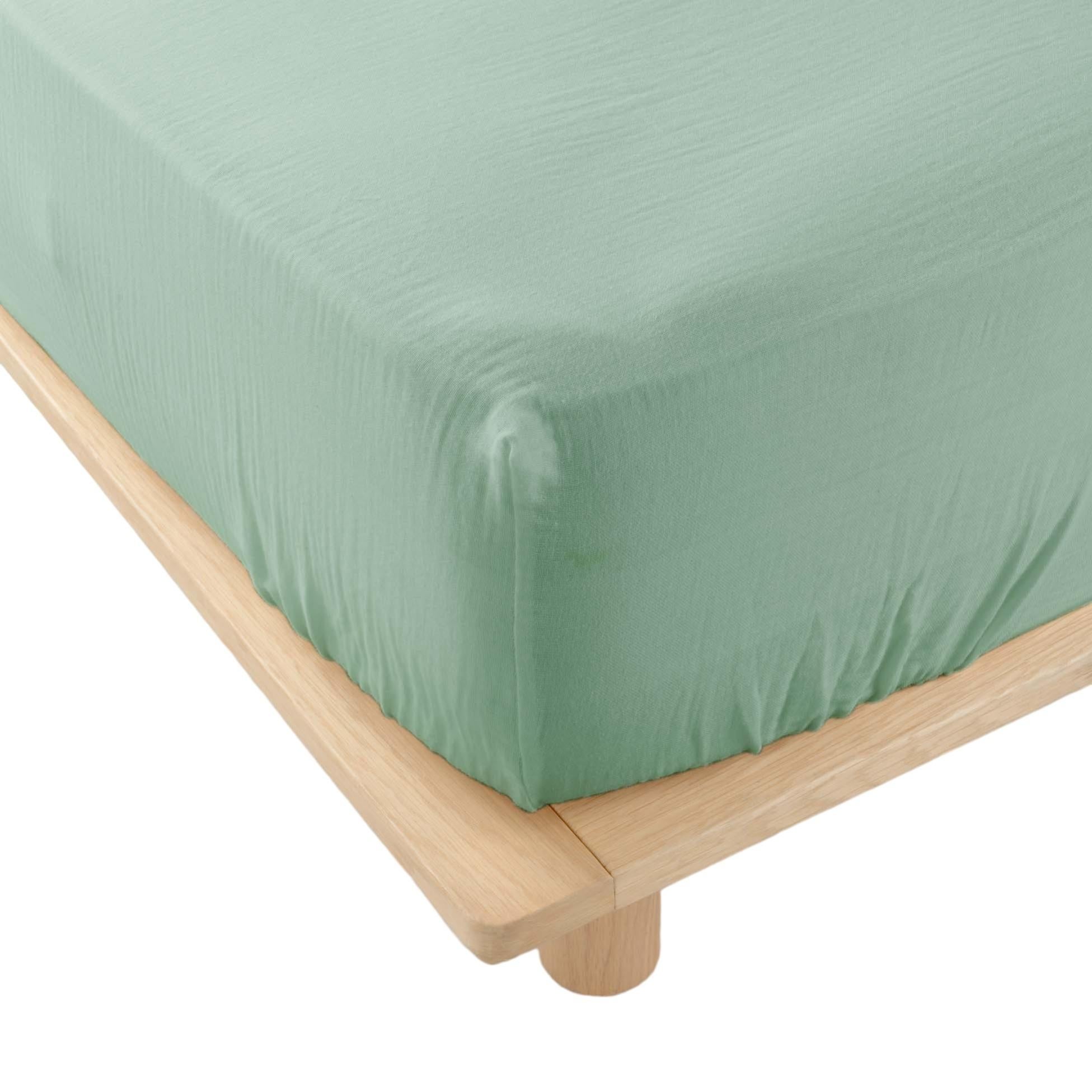 Cache-sommier Gaze de coton (90 x 190 cm) Gaïa Gris granit - Linge de