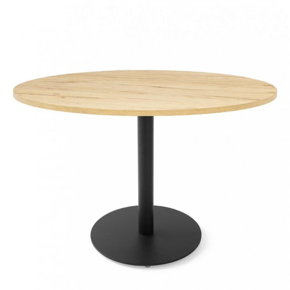 Table repas rond 5 couverts COKTAIL base métal noir plateau mélaminé ...