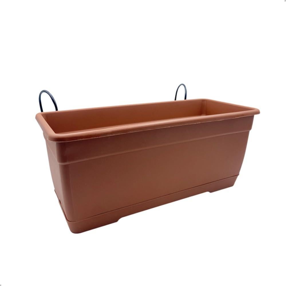 Fioriera Da Balcone Con Sottovaso 40 Cm - Polipropilene Resistente Alle Intemperie - Colore Bianco - Capacità 5 Litri - 2