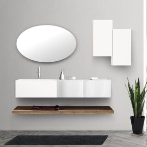 Ripiano A Parete Per Lavabo VidaXL In Acciaio E Rovere Massello – Mensola Sospesa A Trapezio, 100x60x2,5 Cm, Carico 100 Kg – Per Bagno Moderno