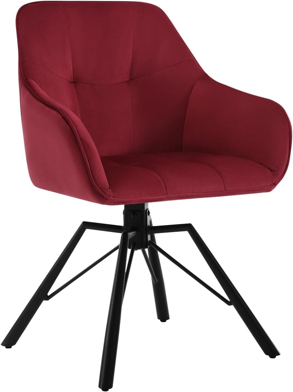 Chaise Pivotante Velours Noir - 360° - Pieds Métal - Capacité 150kg - Design Scandinave