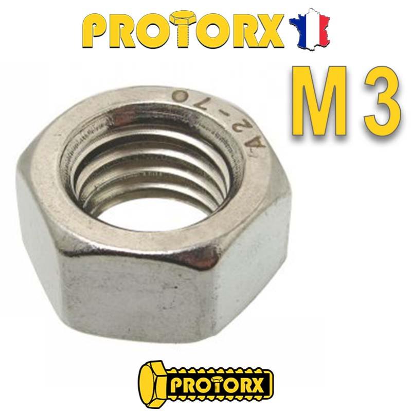 100 écrous Hexagonaux M3 X 0,5 Mm - Acier Inoxydable A2 - Norme DIN934 - Finition Métrique - Pour Bricolage Et Réparation