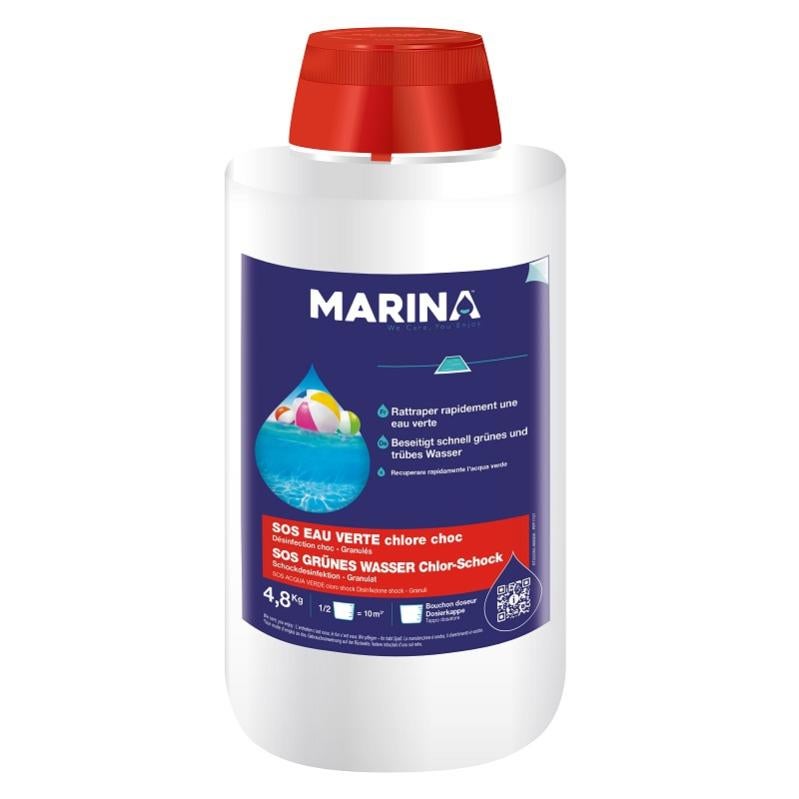 Marina Désinfection Choc Granulés Chlore choc SOS eau verte 4,8 kg Leroy Merlin