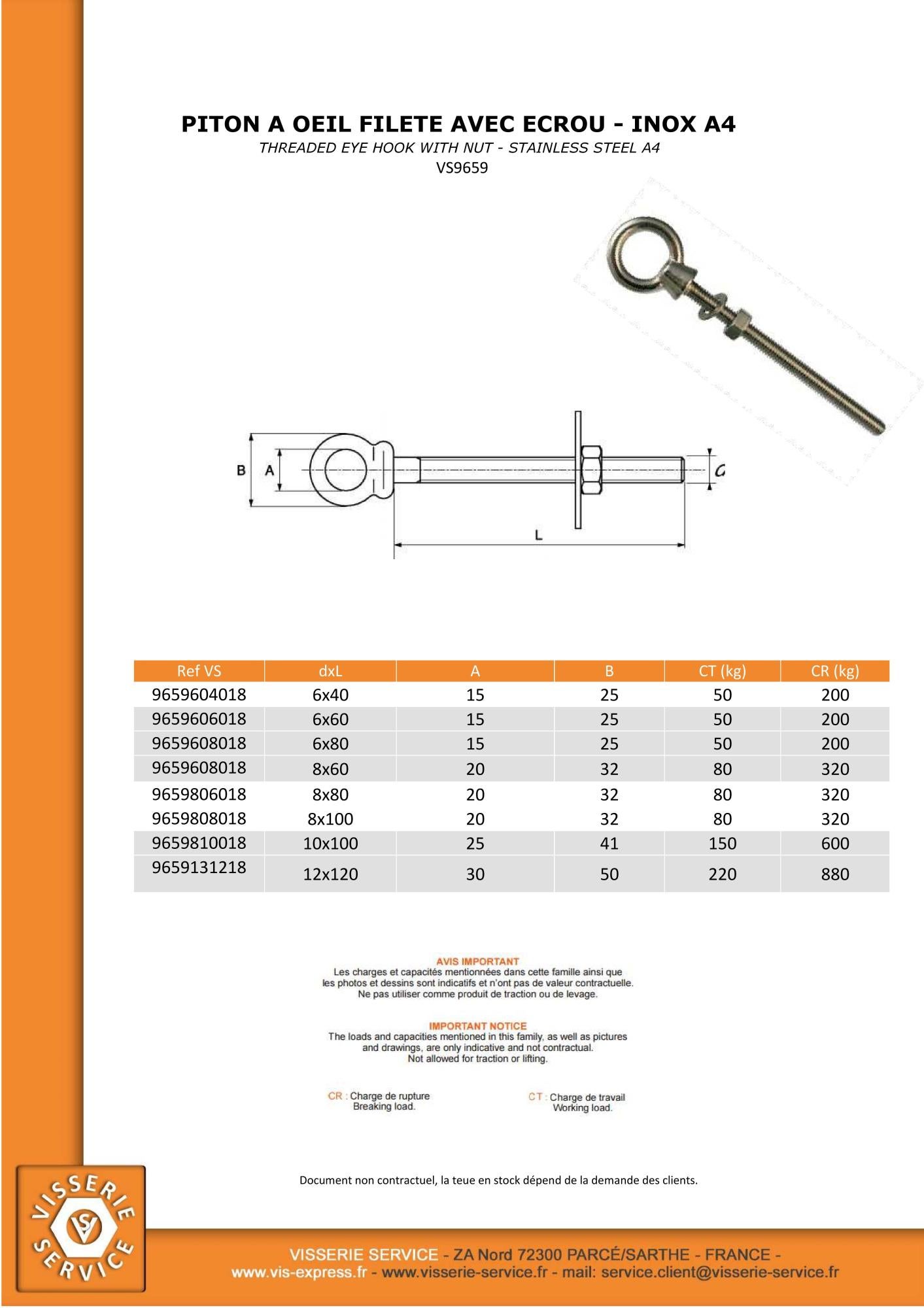 Écrou à œil (écrou Anneau) Fileté M16 - Inox 316 (A4) - Marque FP INOX - Fabriqué En France