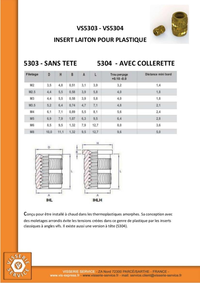 Insert Sans tête HEATFIX Laiton M3X5.8 200 pièces Leroy Merlin — free download