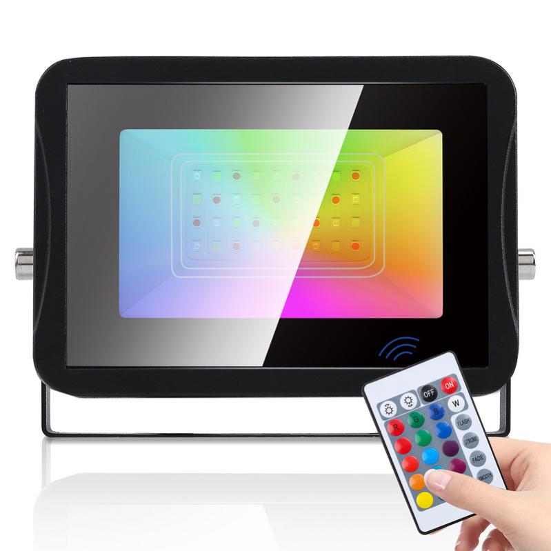 Teselife Projecteur Exterieur LED, 2 Pièces 80W Bluetooth Couleur RGB Led Projecteur, 16 Million Couleurs, Minuteur, Regroupement, 8000 Lumens, Blanc Chaud 2700K, IP66 Etanche Eclairage Extérieur