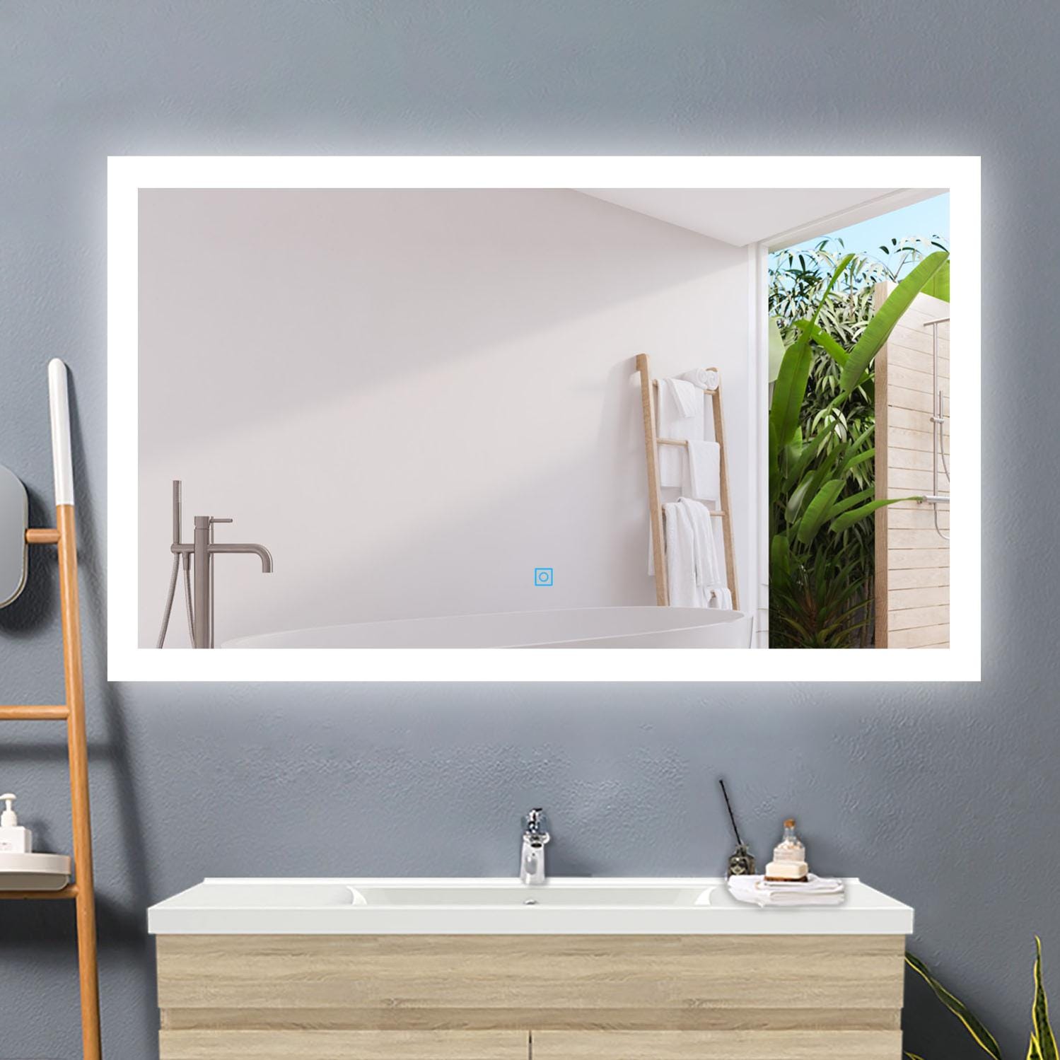 Specchio LED per Bagno SIRHONA, 100×60 cm, con Controllo Tattile e Funzione Antiappannamento, Impermeabile IP44, Stile Moderno Rettangolare Specchio LED per Bagno SIRHONA, 100×60 cm, con Controllo Tattile e Funzione Antiappannamento, Impermeabile IP44, Stile Moderno Rettangolare
