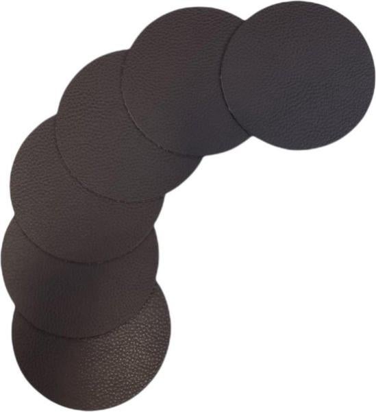 Lot De 6 Dessous De Verre Ronds En Cuir - Diamètre 10 Cm - Motifs Colorés - Pour Tasses, Verres, Décoration De Table