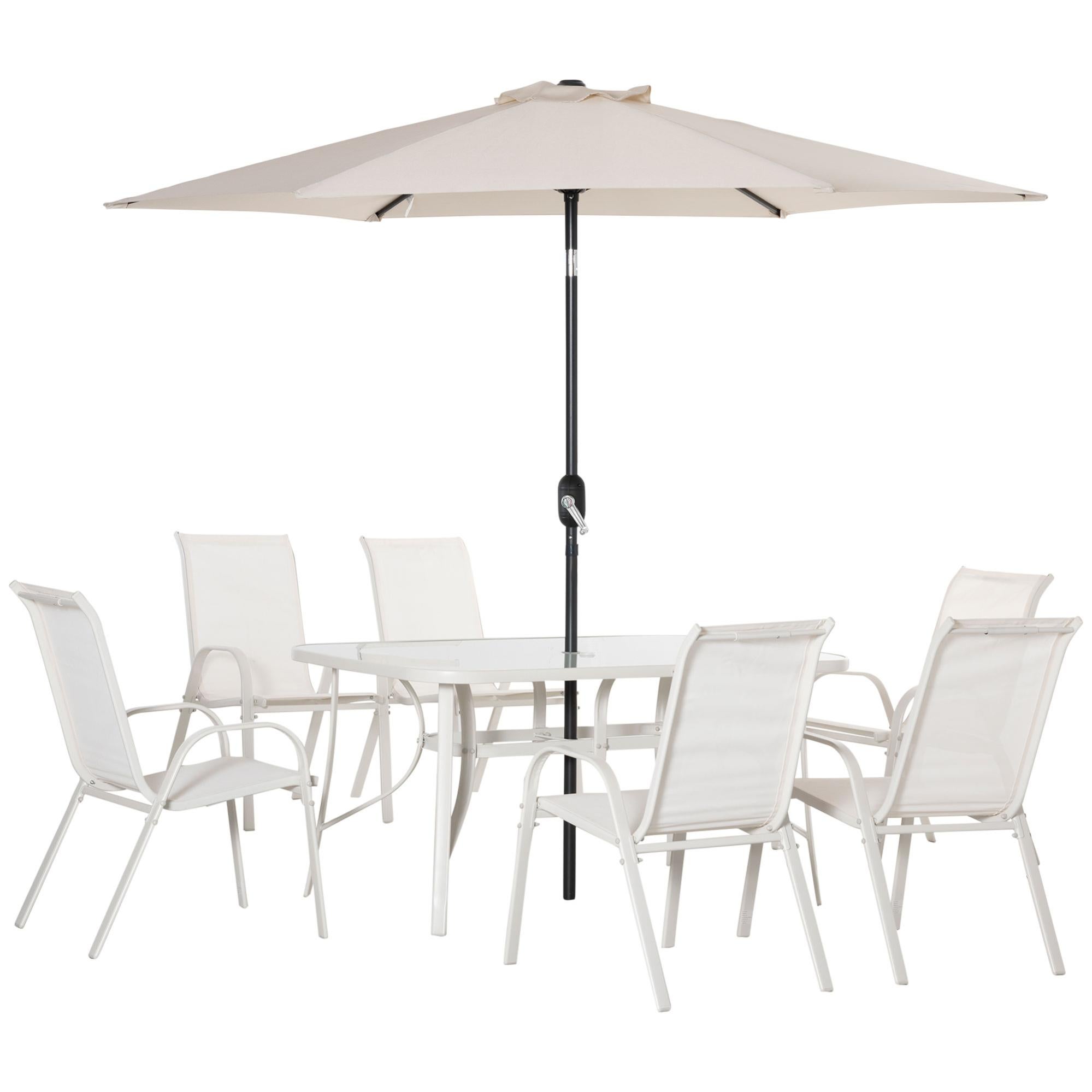 Outsunny Set Da Giardino Con Tavolo 6 Sedie E Ombrellone Con Outsunny Set Da Giardino Con Tavolo 6 Sedie E Ombrellone Con