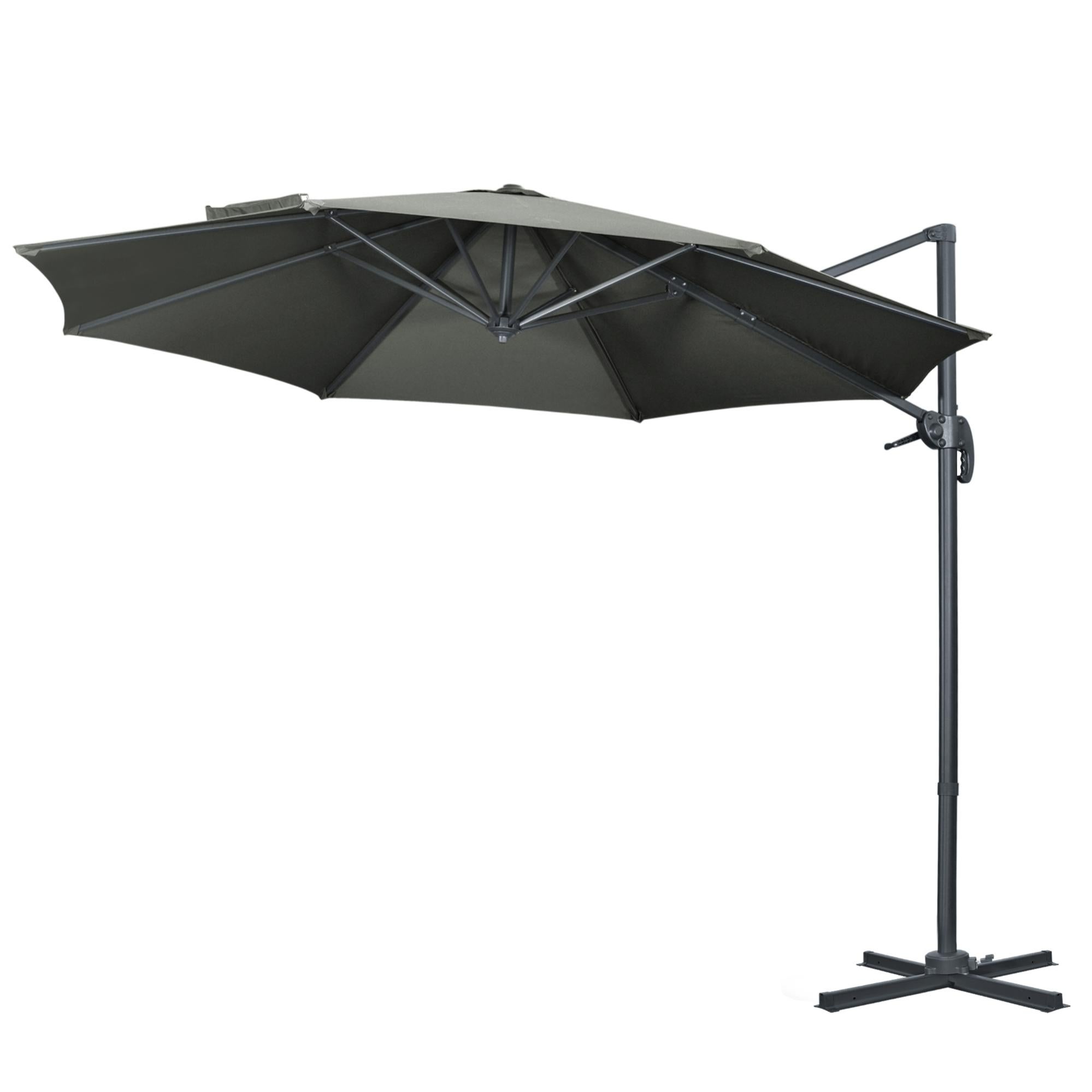 Outsunny Ombrellone Da Giardino Rettangolare 294x242 Cm - Inclinabile E Girevole 360° Con Manovella - 2