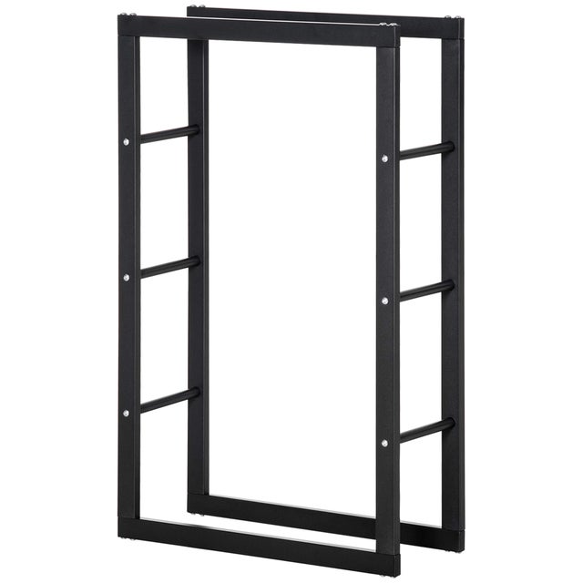 HOMCOM Porta Legna da Esterno e Interno in Tubi di Ferro con Portata 100kg, 60x25x100 cm