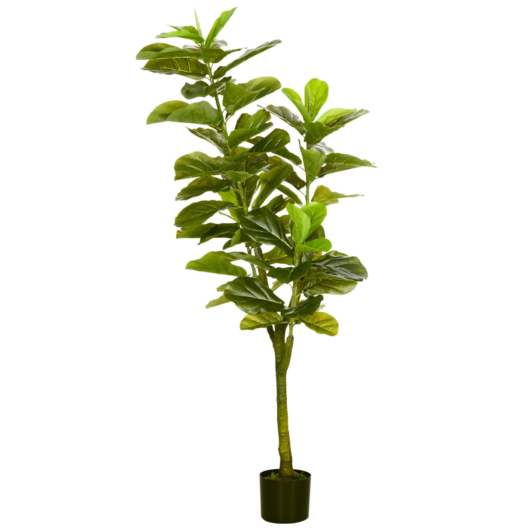 Ficus Artificiale 130cm HomCom Con Vaso - Pianta Finta Realistica Per Interni Ed Esterni - Foto 7
