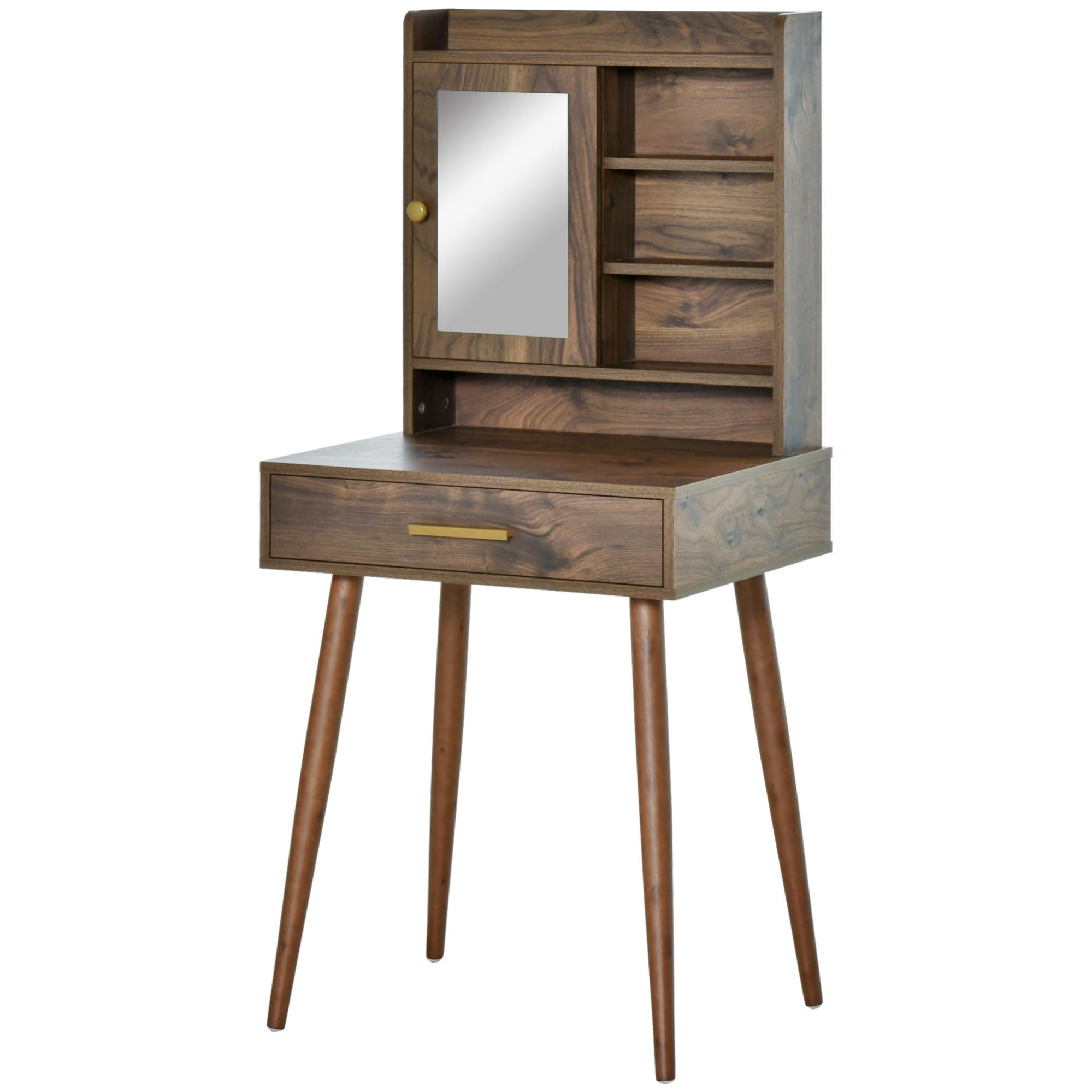 SOLUSTRE - Specchio da tavolo da trucco, con struttura in legno, portatile, per camera da letto, bagno, ufficio
