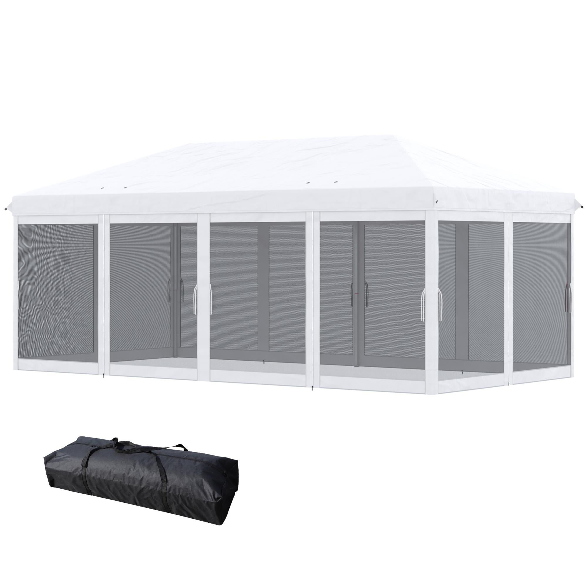 Outsunny Gazebo Pieghevole 6x3 m con 6 Tende Zanzariera, Gazebo da