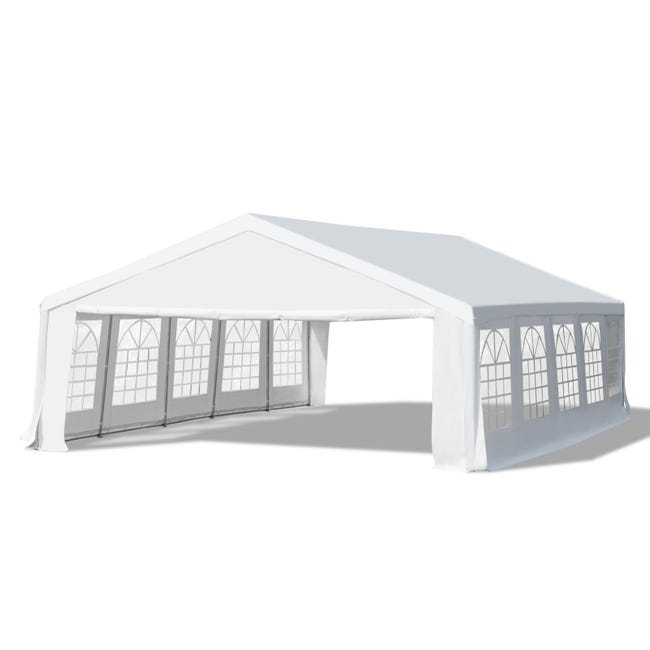 Gazebo Da Giardino HOMASIS 3x3 M - Impermeabile, Con Protezione UV, Pareti Laterali E Finestre Rimovibili, Per Feste, Matrimoni, Colore Bianco