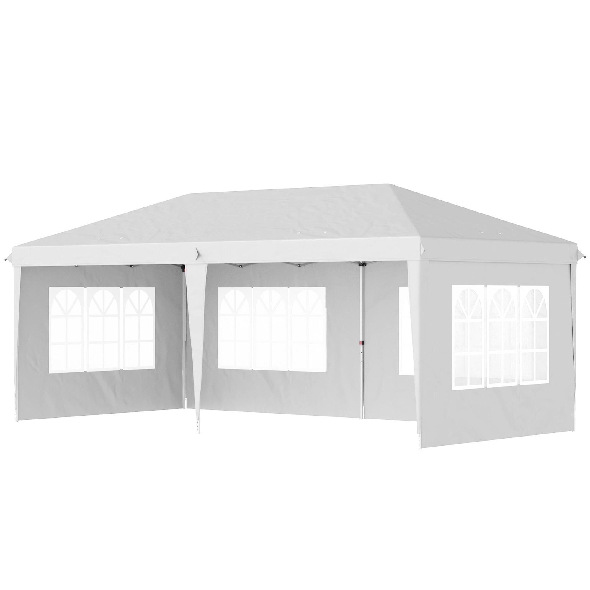 Gazebo Outsunny 6x3 M Pieghevole - Con Pareti Removibili, Finestre E Borsa Trasporto, In Acciaio E Poliestere, Blu - Foto 5
