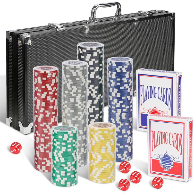 Kit Poker Texas Hold’em MT MALATEC – Mallette Aluminium Verrouillable, 300 Jetons (10g), 2 Jeux De Cartes, 5 Dés, 3 Jetons Fonctionnels