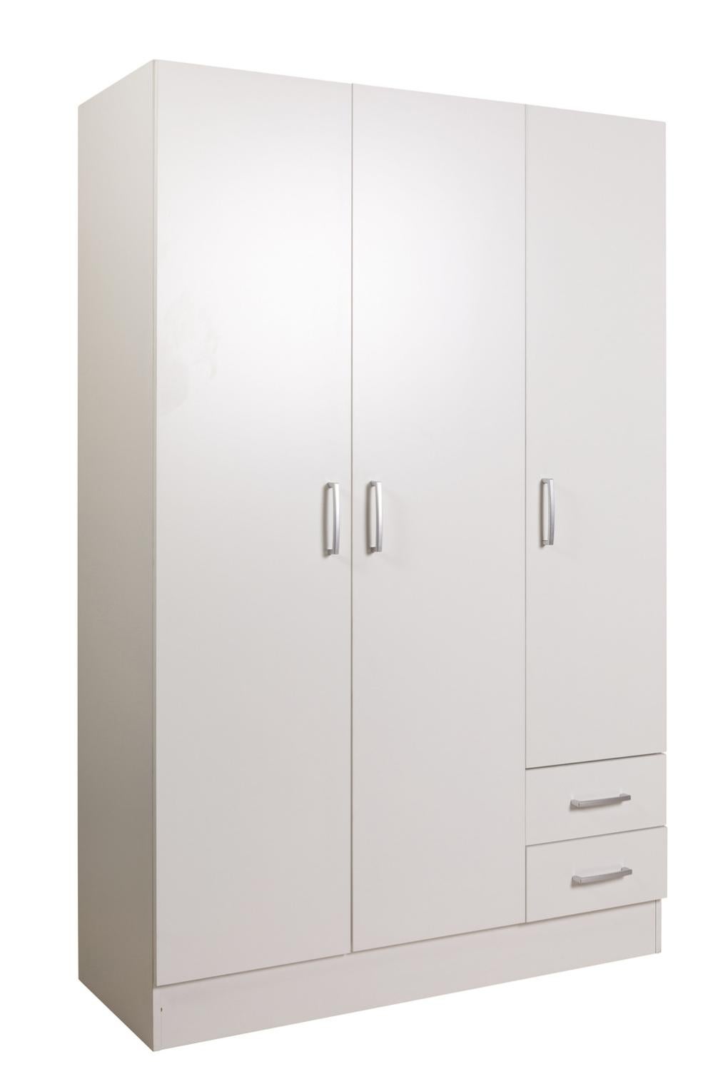 Armadio Facile 3 Ante E 2 Cassetti - Bianco, 119x184x46 Cm, Made In Italy, Eco-Friendly
