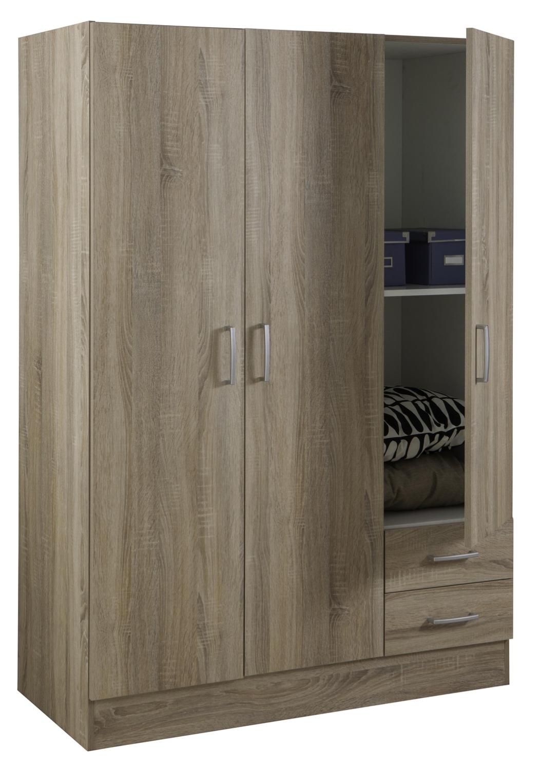COMPOSAD | Armadio della Linea FACILE con 3 Ante e 2 Cassetti, Camera da Letto, (LxAxP) 119,30x184,10x46,30 cm, Colore Rovere Sonoma - Made in Italy - 2