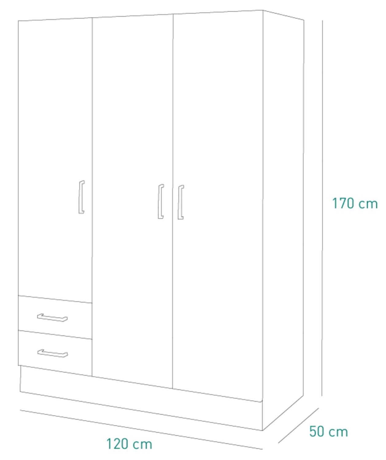 COMPOSAD | Armadio della Linea FACILE con 3 Ante e 2 Cassetti, Camera da Letto, (LxAxP) 119,30x184,10x46,30 cm, Colore Rovere Sonoma - Made in Italy - 6