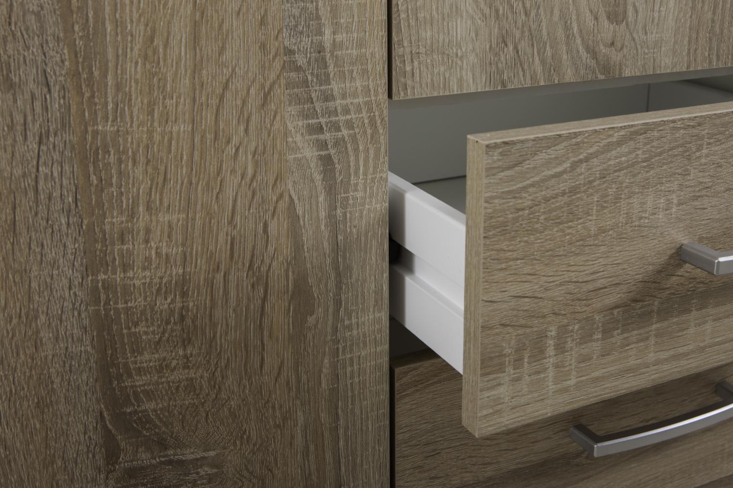 COMPOSAD | Armadio della Linea FACILE con 3 Ante e 2 Cassetti, Camera da Letto, (LxAxP) 119,30x184,10x46,30 cm, Colore Rovere Sonoma - Made in Italy - 3