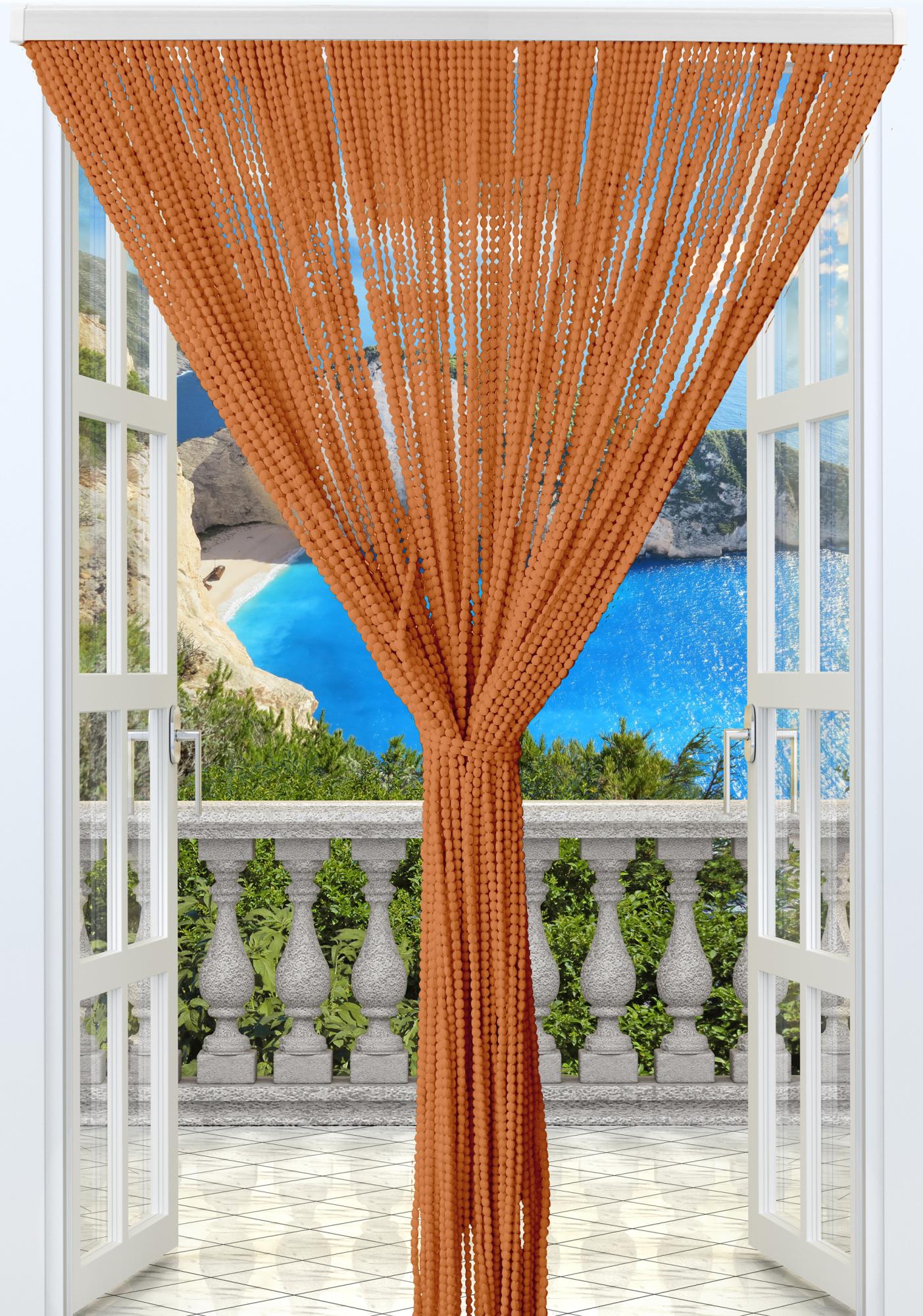 Tenda Antimosche Per Porta Finestra A Pannello Con Telaio In PVC, Con Corde A Perline Per Esterno Interno Fili A Caduta Nero 120 X 220 Cm 88895565