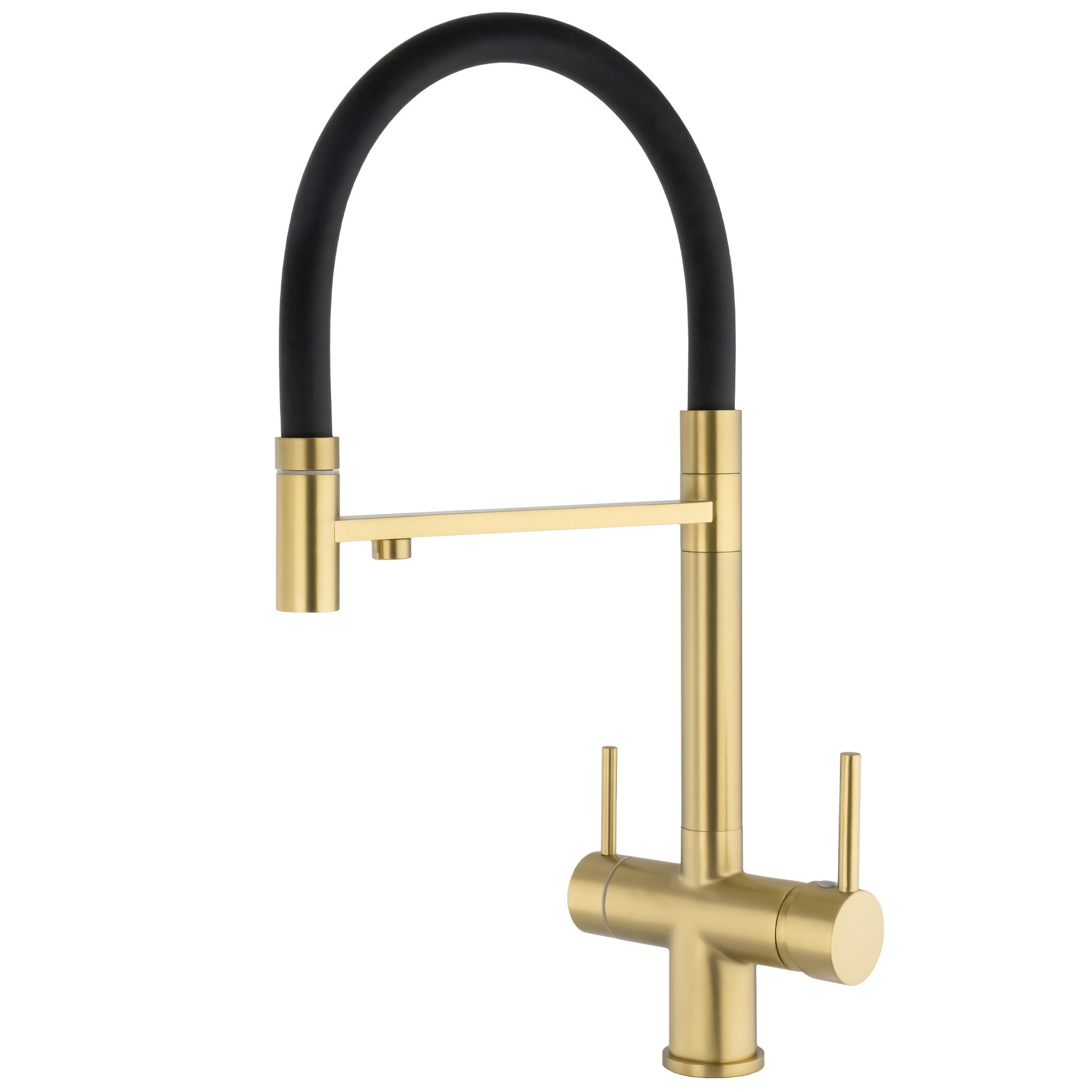 VALAZ Grifo de cocina con 3 vias osmosis y flexible oro mate serie Manzanares Leroy Merlin