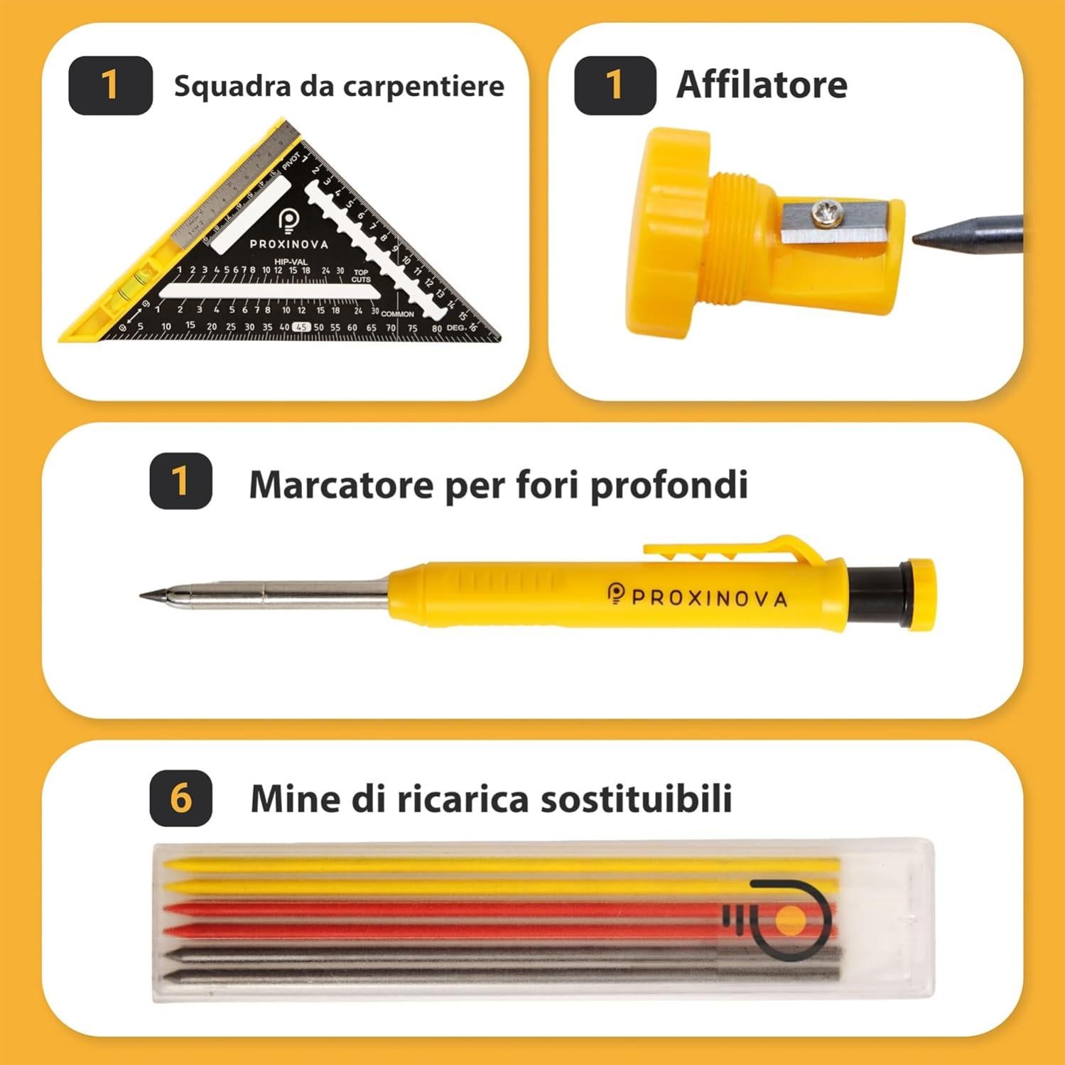 Squadra Falegname WORKPRO 180mm - Multifunzione Alluminio Alta Precisione - Foto 11