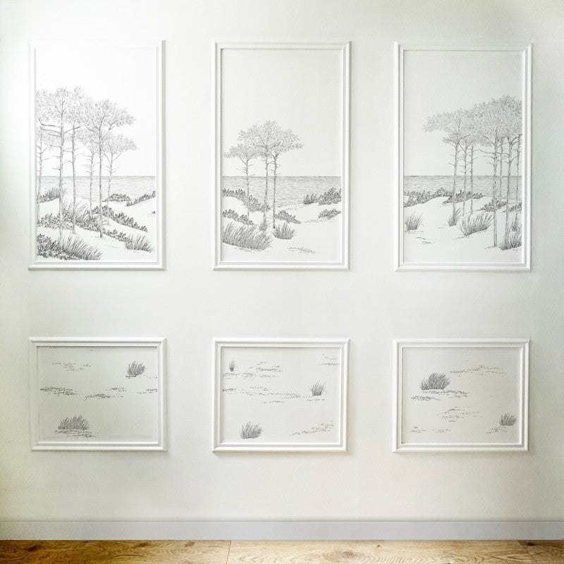 Moldura para kit mural y papel pintado les landes black and white en pino macizo 100% pefc - 99deco