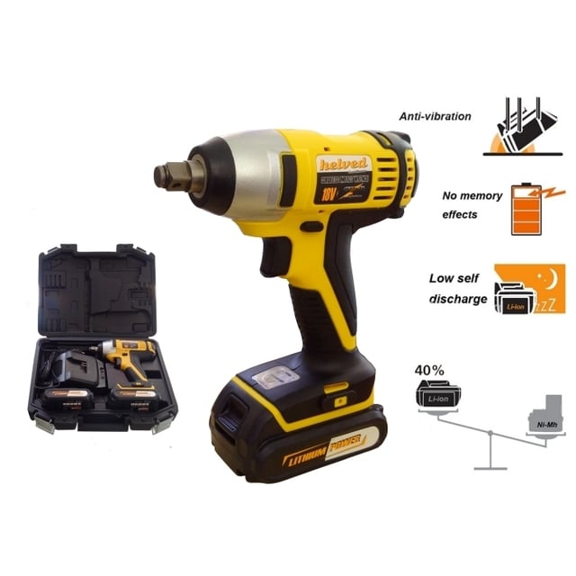 Avvitatore pneumatico/Chiave ad impulsi c/batteria di riserva in valigetta 18V Litio Helved Tool Master