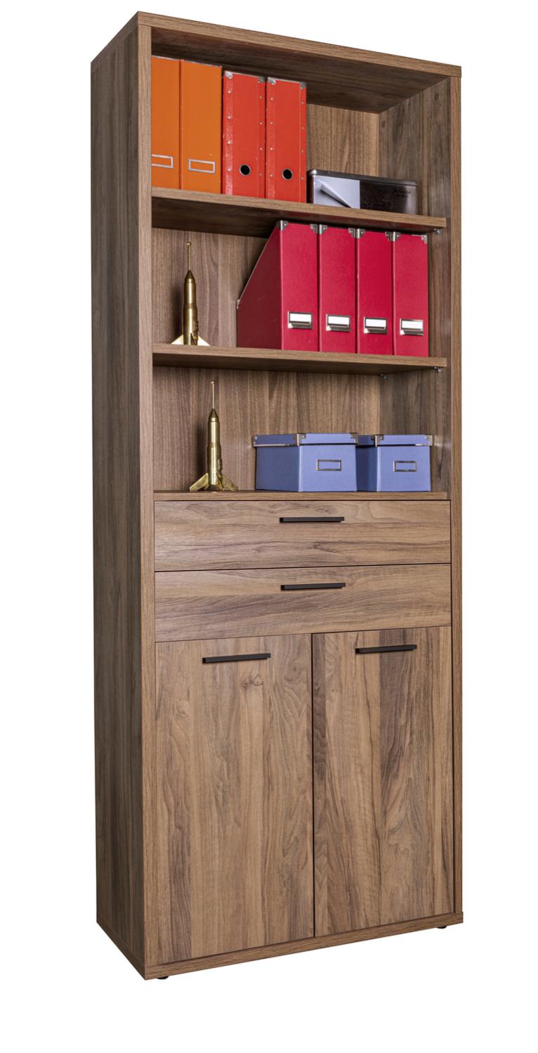 Libreria COMPOSAD PRATICO Con 3 Ante Scorrevoli - 120x195x35,6 Cm, Cemento/Bianco, Made In Italy - Foto 3