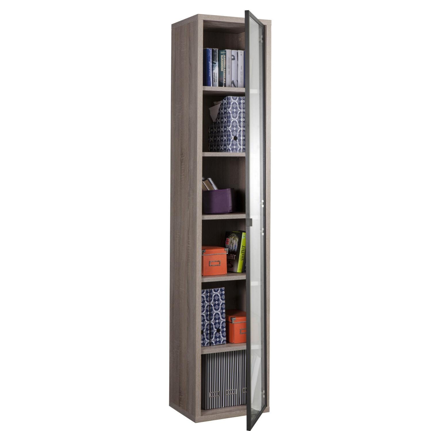 Libreria Alta COMPOSAD Design Italiano - 5 Ripiani Regolabili, Colore Grigio Cemento, Perfetta Per Ufficio O Casa - Foto 11