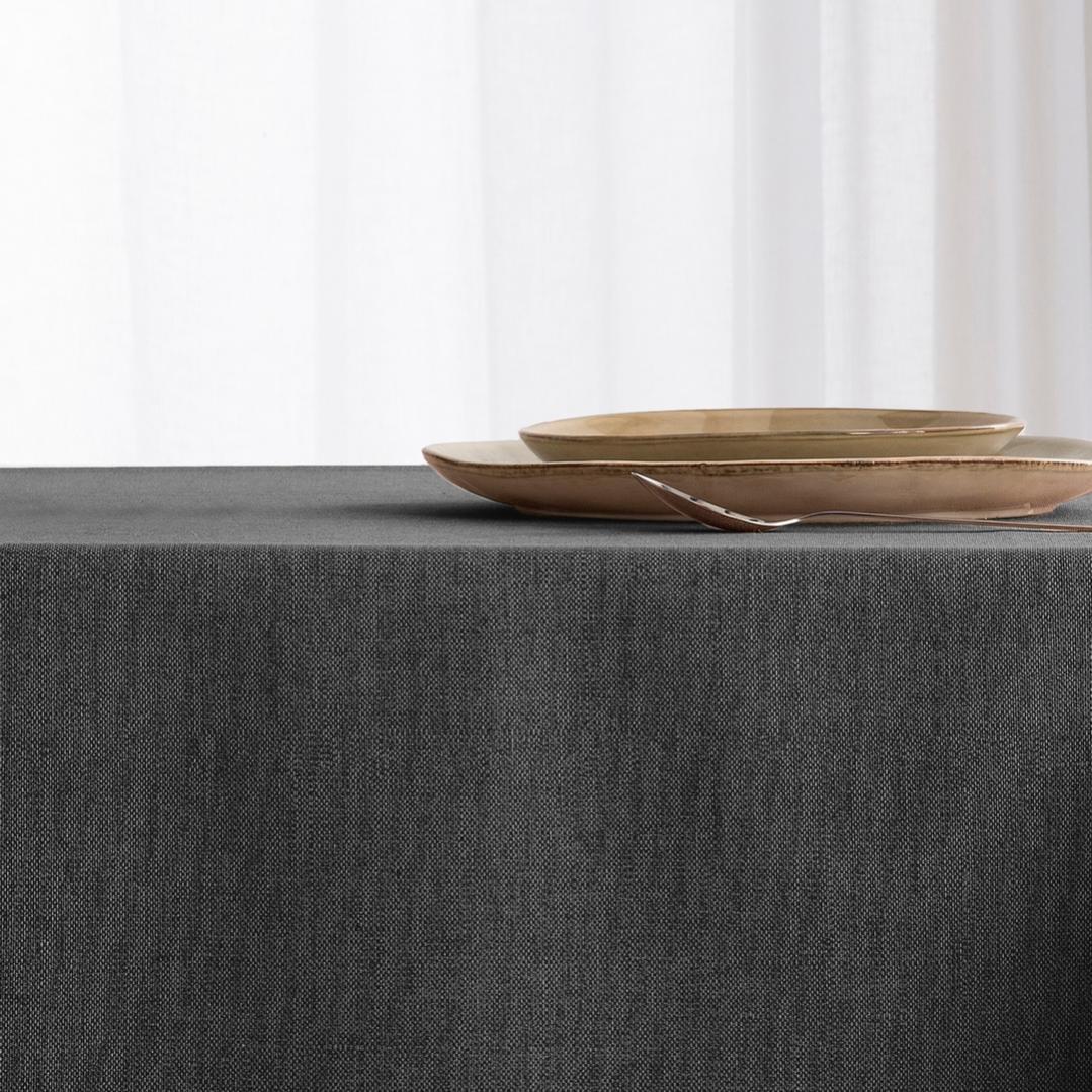 Mantel De Hule Lavable Anro - 260x140 Cm, Color Antracita Brillante, Impermeable Y Antideslizante